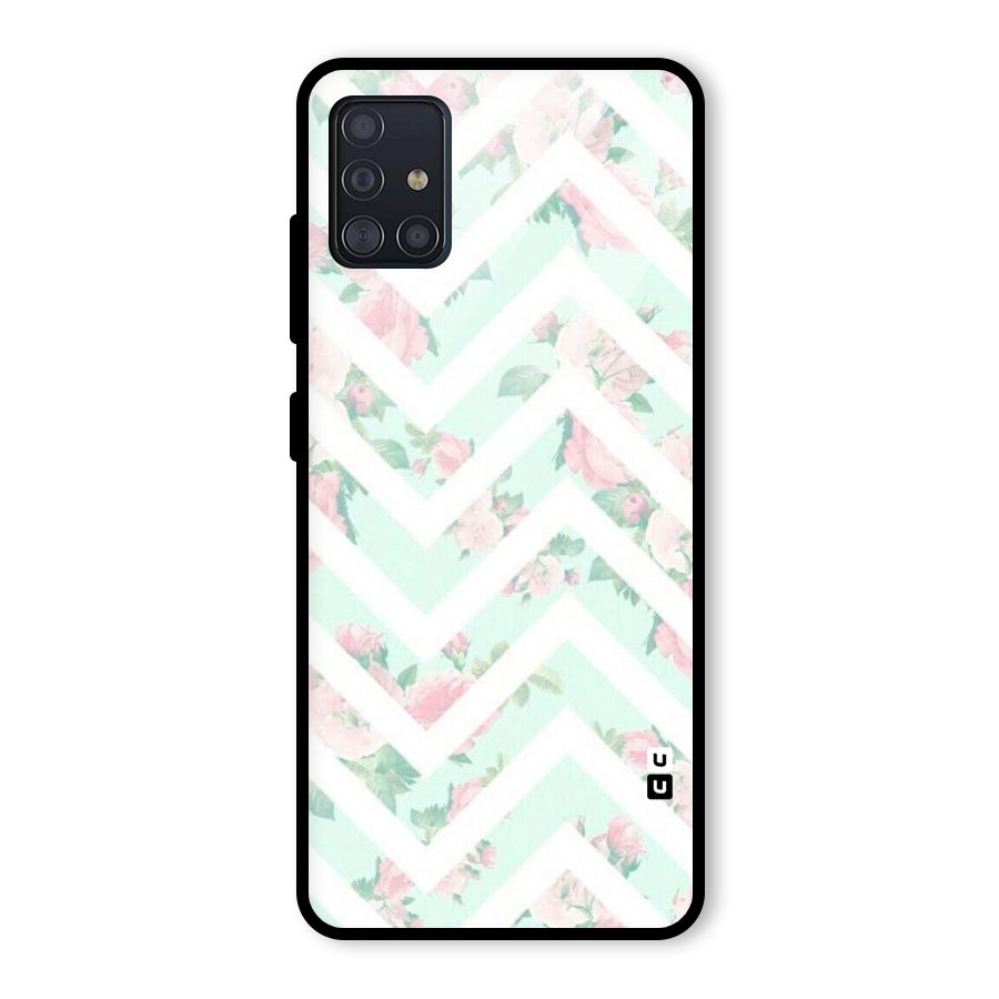 Pastel Floral Zig Zag Glass Back Case for Galaxy A51