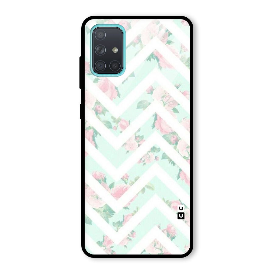 Pastel Floral Zig Zag Glass Back Case for Galaxy A71