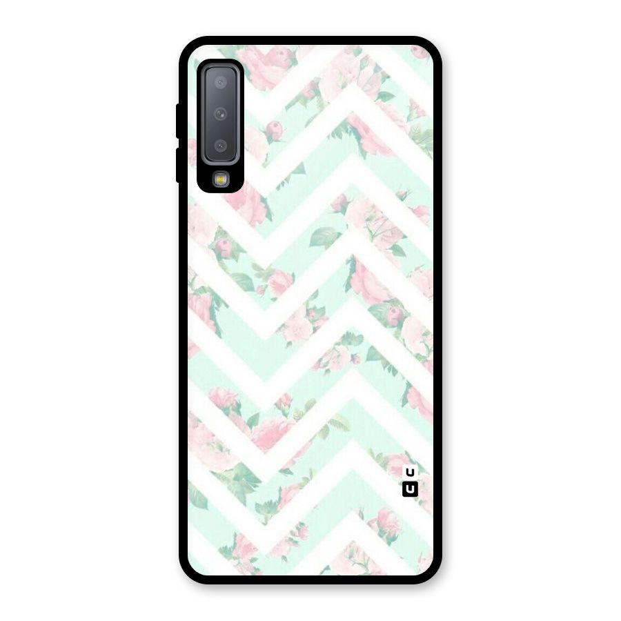 Pastel Floral Zig Zag Glass Back Case for Galaxy A7 (2018)