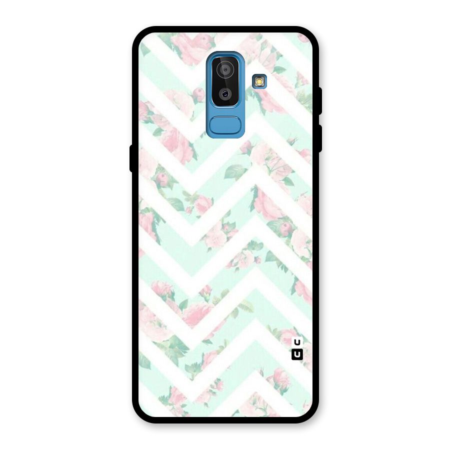 Pastel Floral Zig Zag Glass Back Case for Galaxy J8
