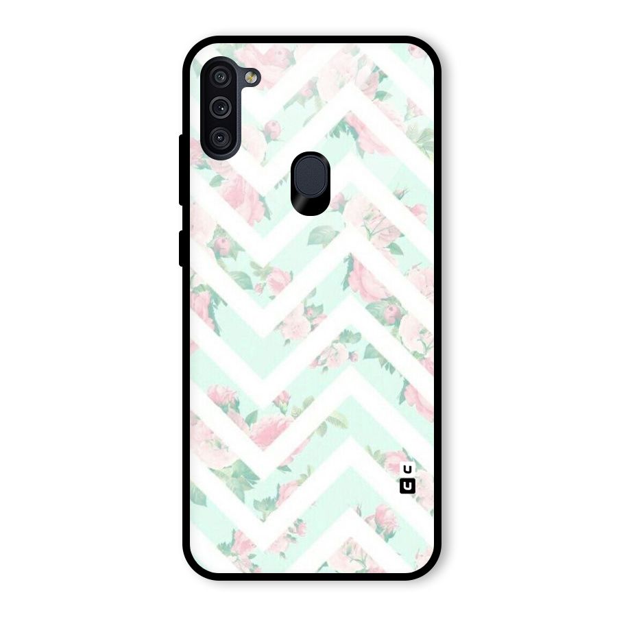 Pastel Floral Zig Zag Glass Back Case for Galaxy M11