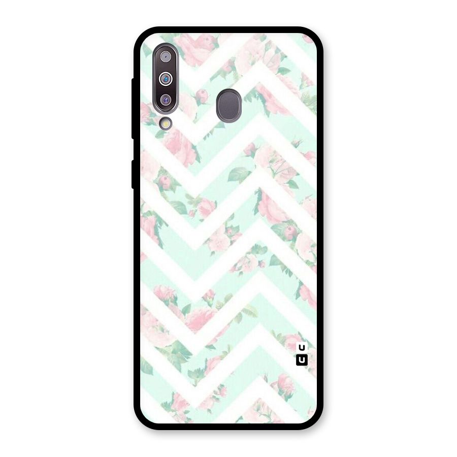 Pastel Floral Zig Zag Glass Back Case for Galaxy M30