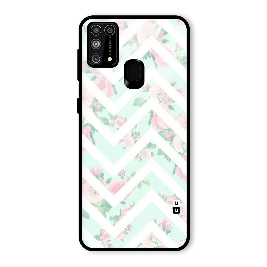 Pastel Floral Zig Zag Glass Back Case for Galaxy M31