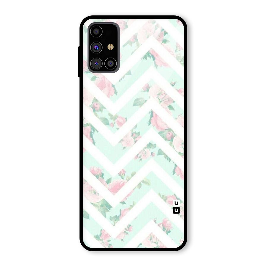 Pastel Floral Zig Zag Glass Back Case for Galaxy M31s