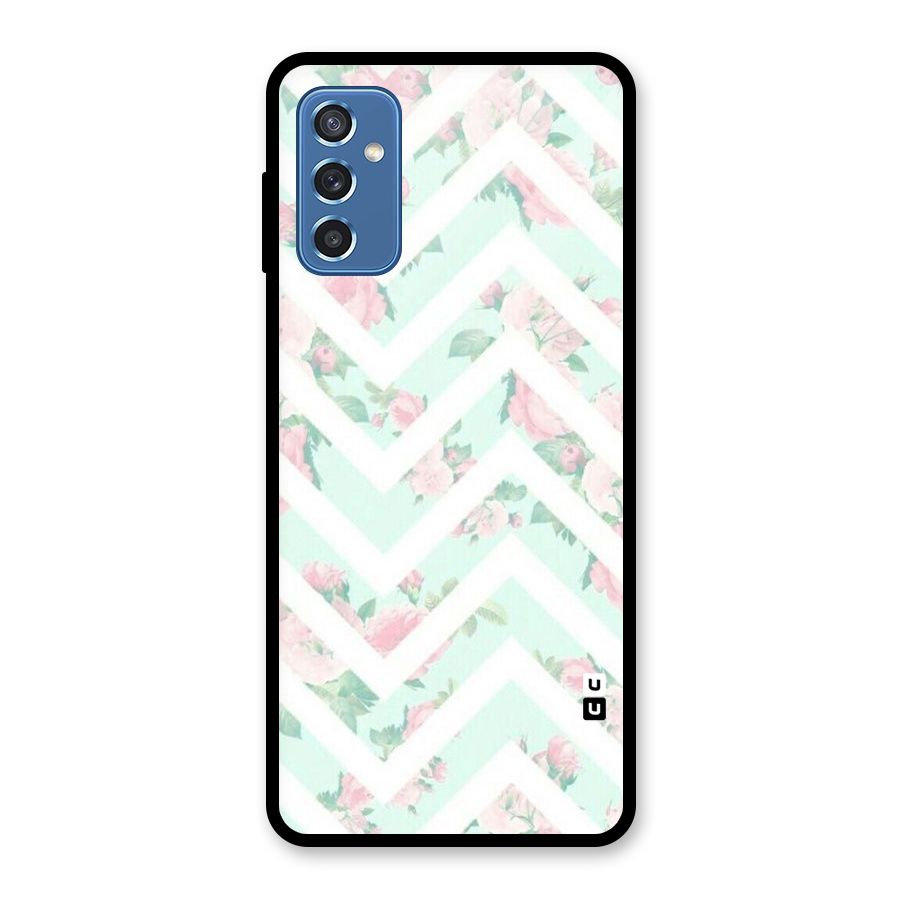 Pastel Floral Zig Zag Glass Back Case for Galaxy M52 5G