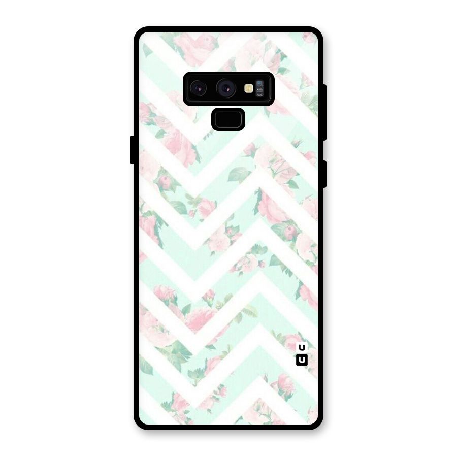 Pastel Floral Zig Zag Glass Back Case for Galaxy Note 9