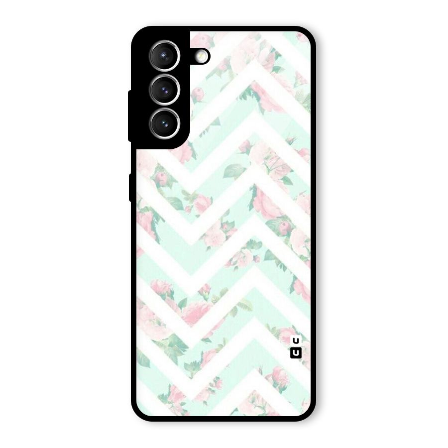 Pastel Floral Zig Zag Glass Back Case for Galaxy S21 5G