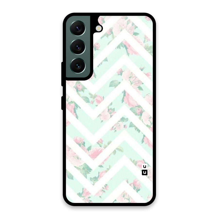 Pastel Floral Zig Zag Glass Back Case for Galaxy S22 5G