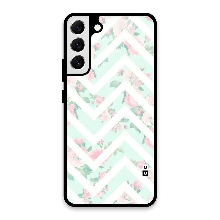 Pastel Floral Zig Zag Glass Back Case for Galaxy S22 Plus 5G
