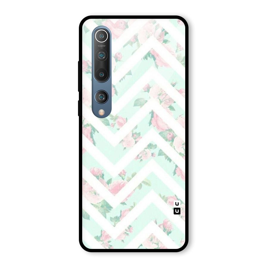 Pastel Floral Zig Zag Glass Back Case for Mi 10