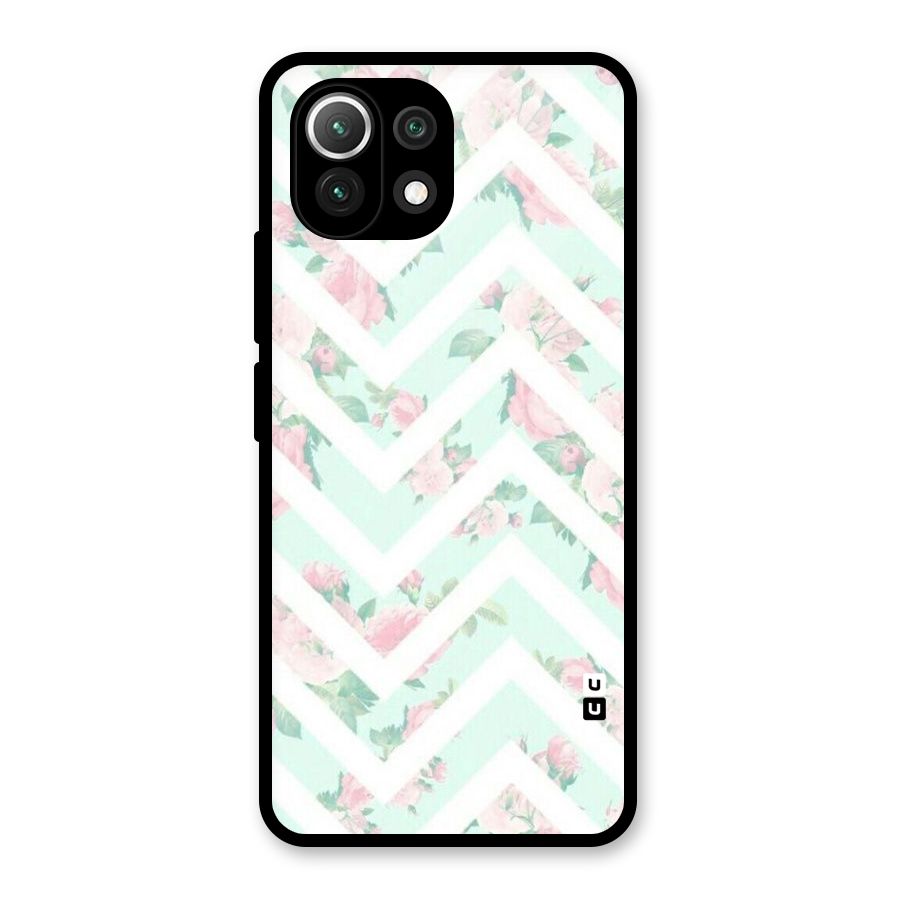 Pastel Floral Zig Zag Glass Back Case for Mi 11 Lite NE 5G