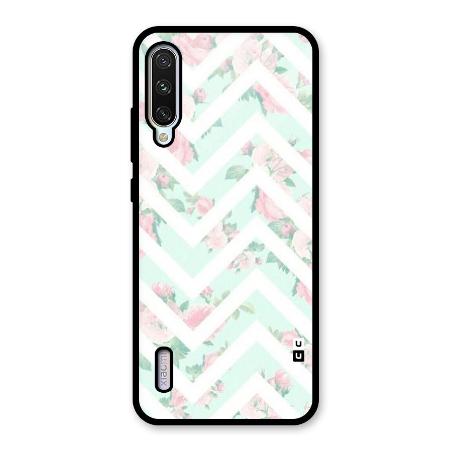 Pastel Floral Zig Zag Glass Back Case for Mi A3