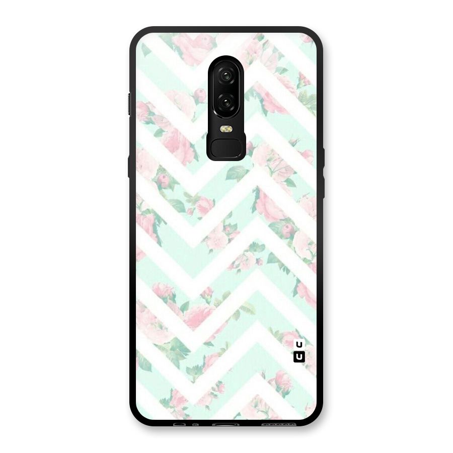 Pastel Floral Zig Zag Glass Back Case for OnePlus 6