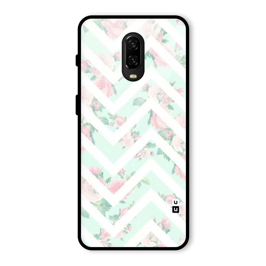 Pastel Floral Zig Zag Glass Back Case for OnePlus 6T
