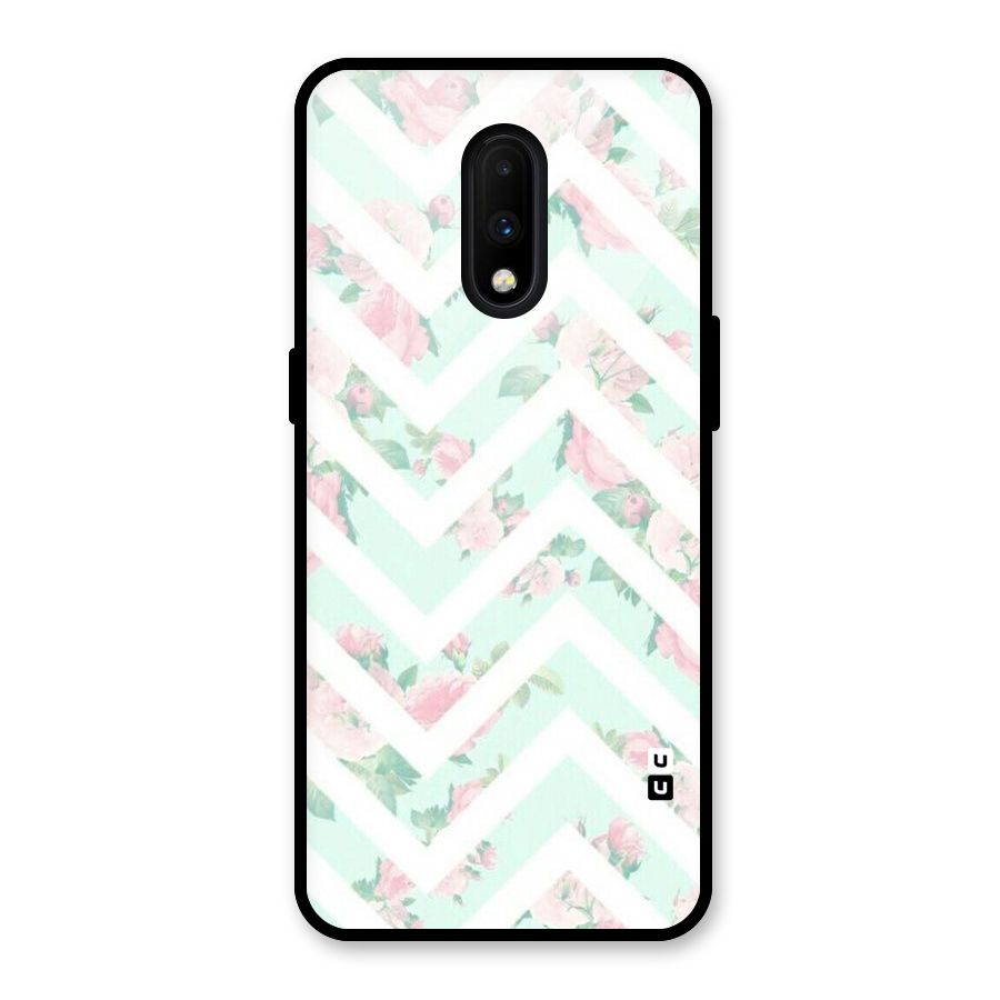 Pastel Floral Zig Zag Glass Back Case for OnePlus 7