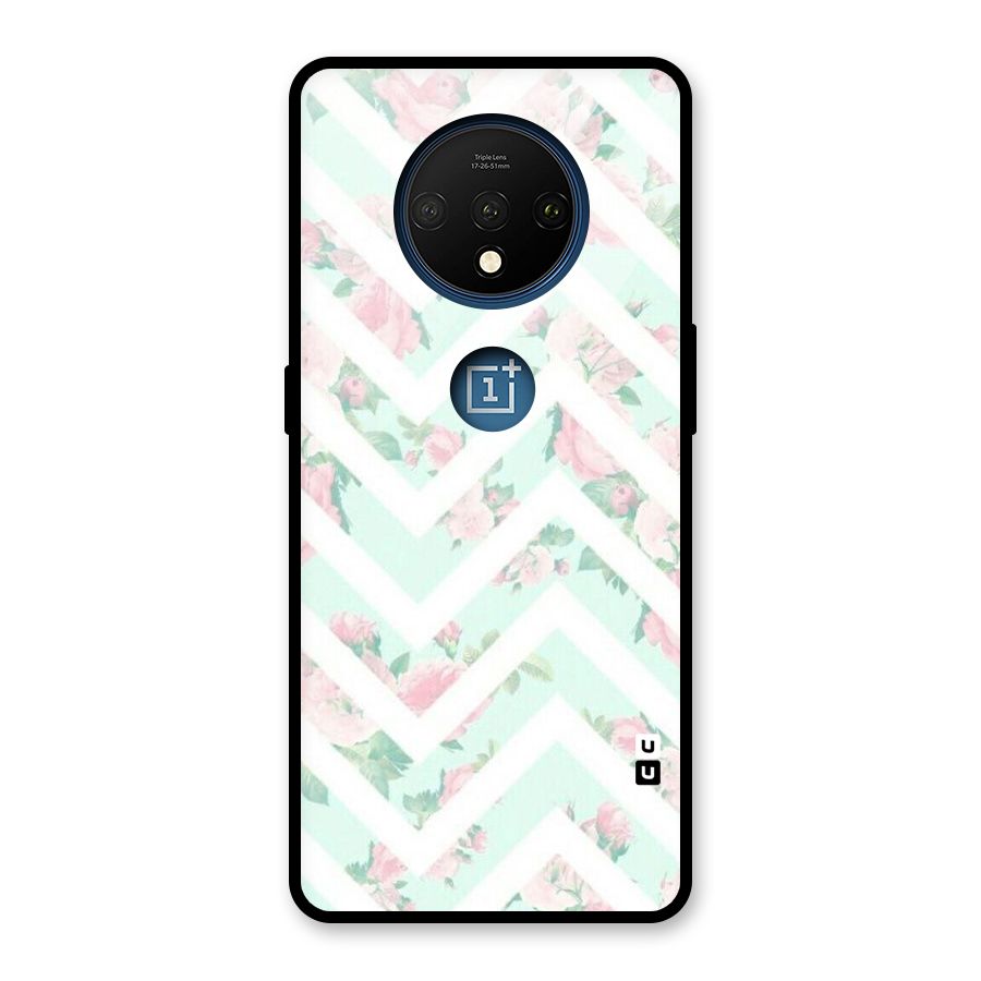 Pastel Floral Zig Zag Glass Back Case for OnePlus 7T