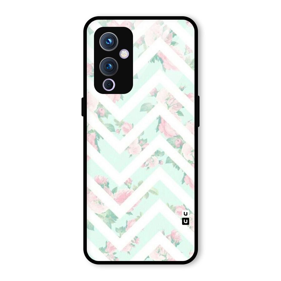 Pastel Floral Zig Zag Glass Back Case for OnePlus 9