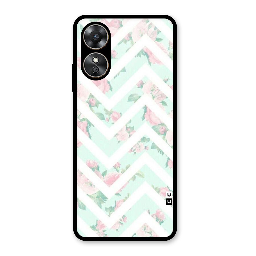 Pastel Floral Zig Zag Glass Back Case for Oppo A17