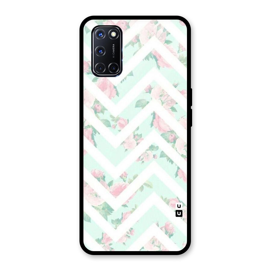 Pastel Floral Zig Zag Glass Back Case for Oppo A52