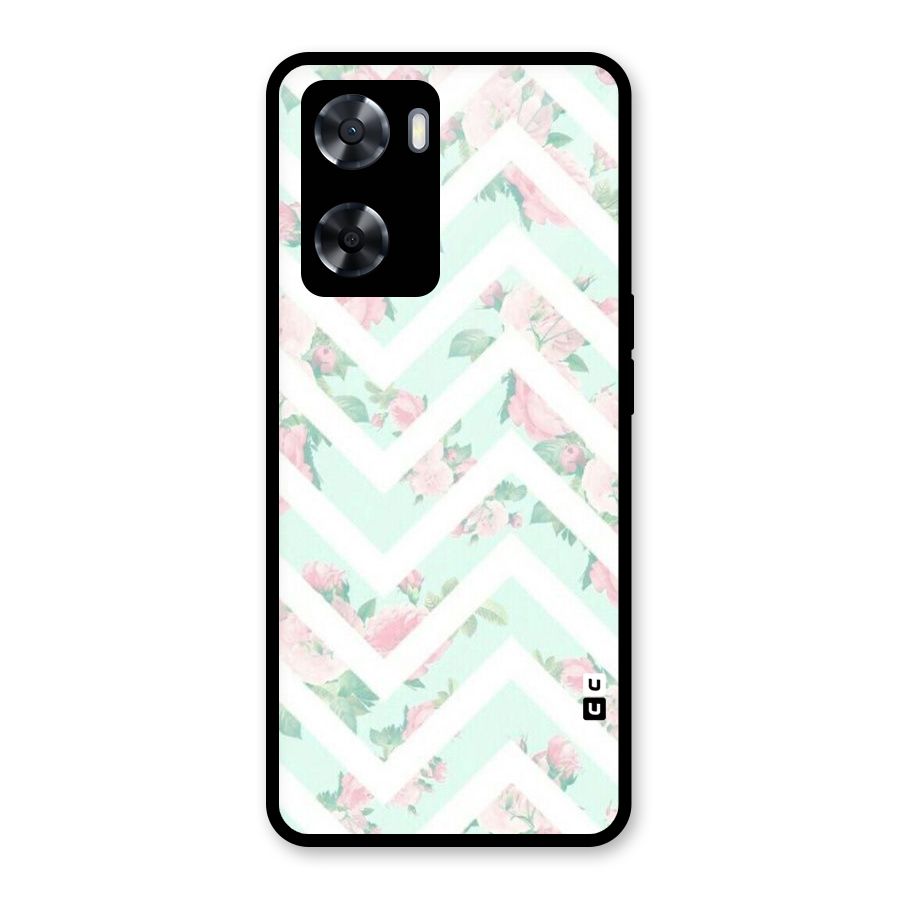 Pastel Floral Zig Zag Glass Back Case for Oppo A57 2022
