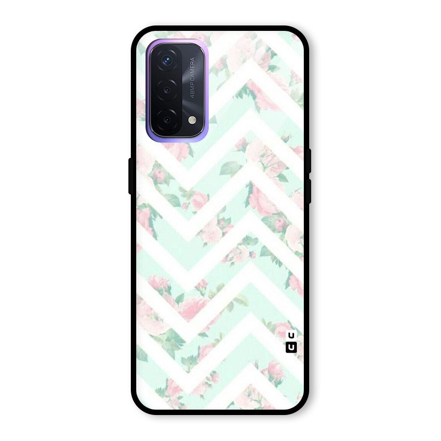 Pastel Floral Zig Zag Glass Back Case for Oppo A74 5G