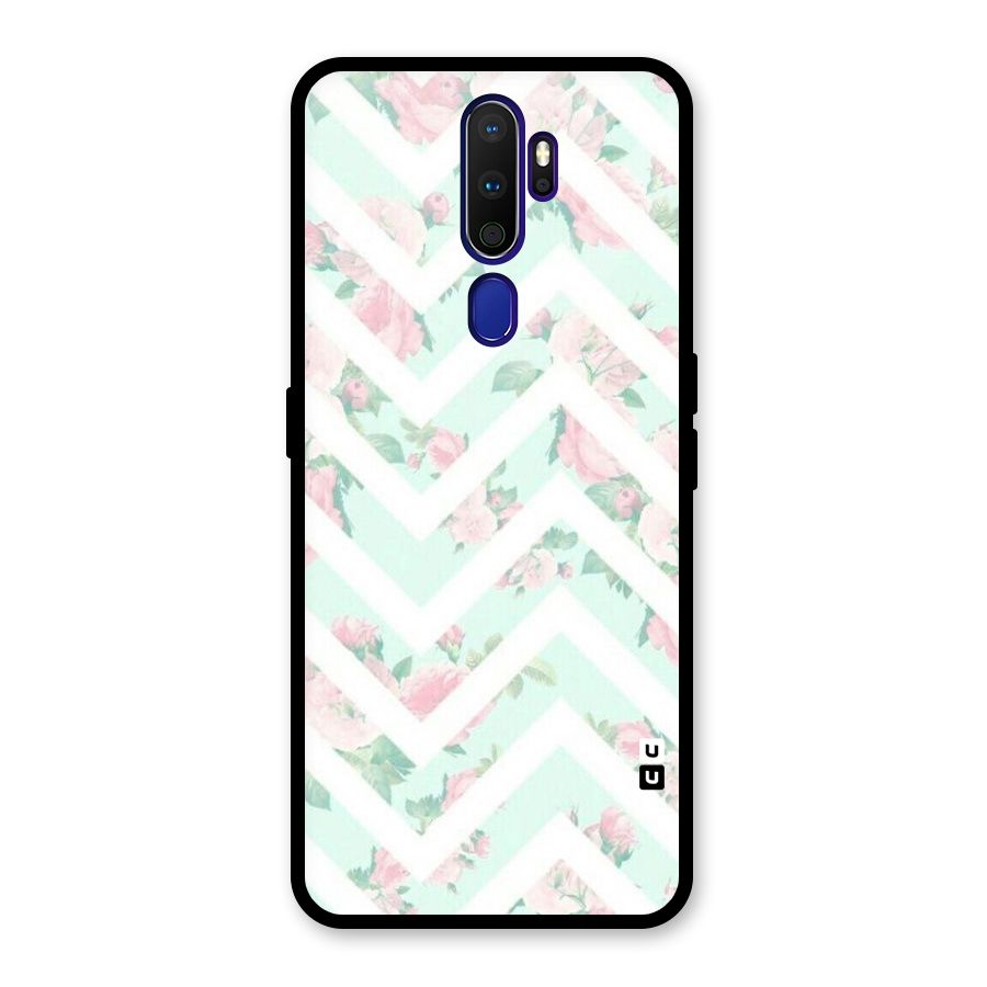 Pastel Floral Zig Zag Glass Back Case for Oppo A9 (2020)