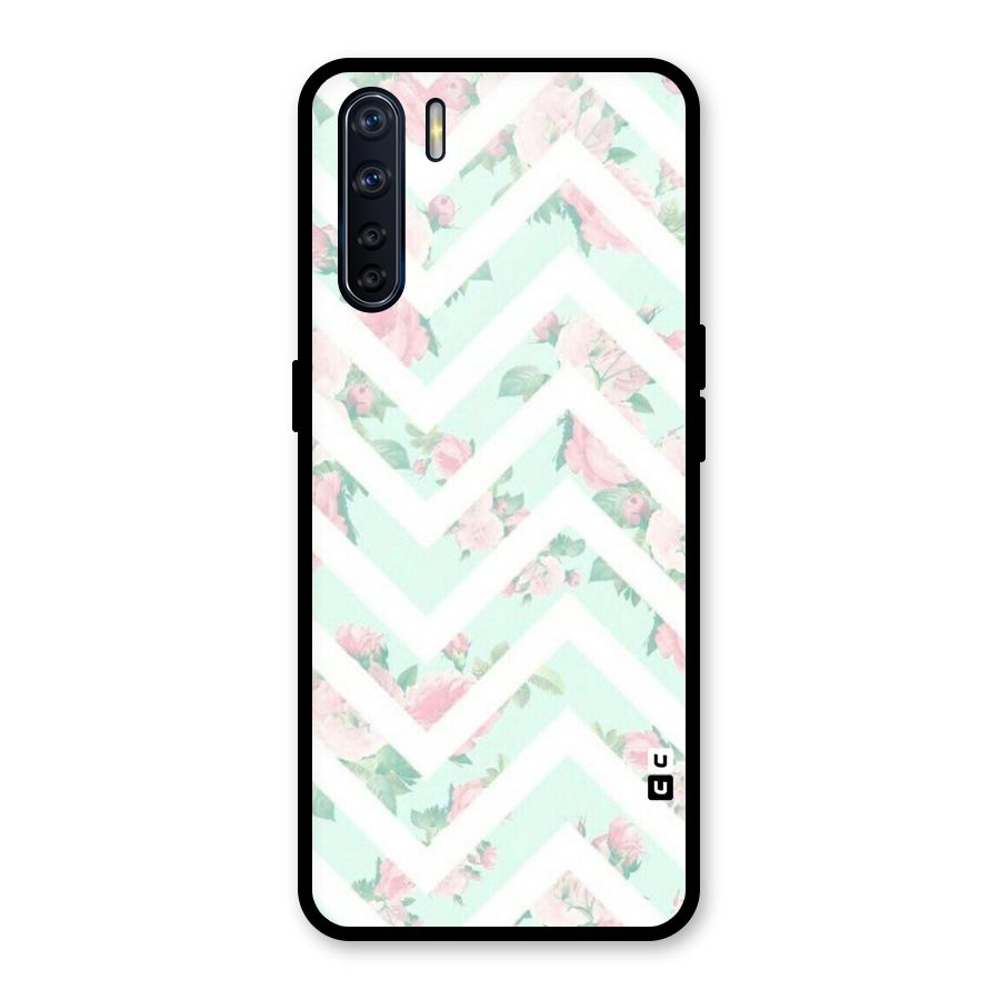 Pastel Floral Zig Zag Glass Back Case for Oppo F15