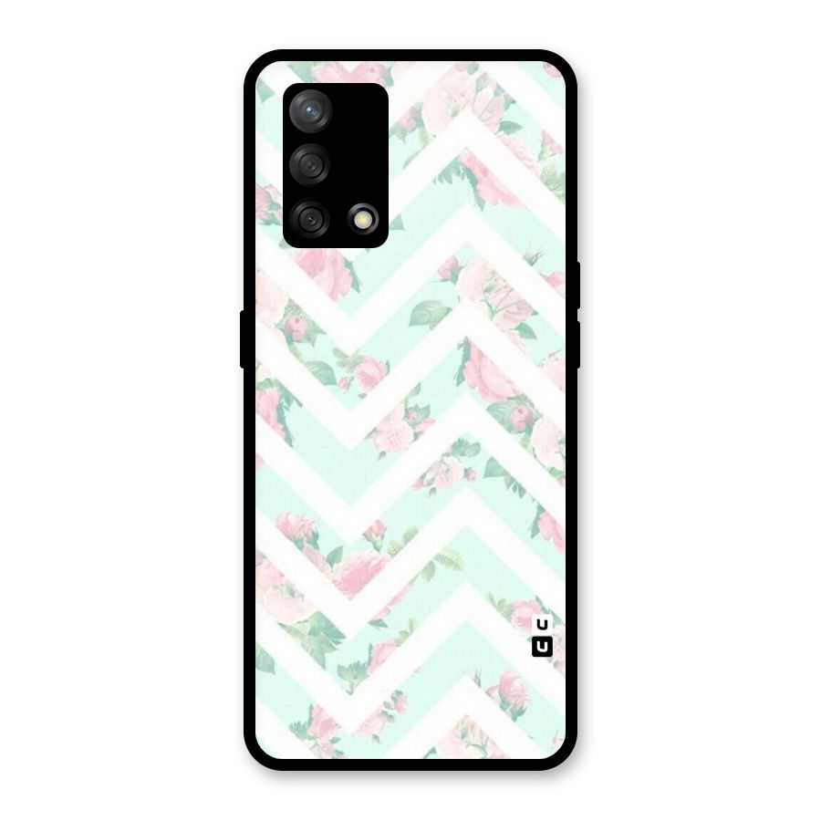 Pastel Floral Zig Zag Glass Back Case for Oppo F19