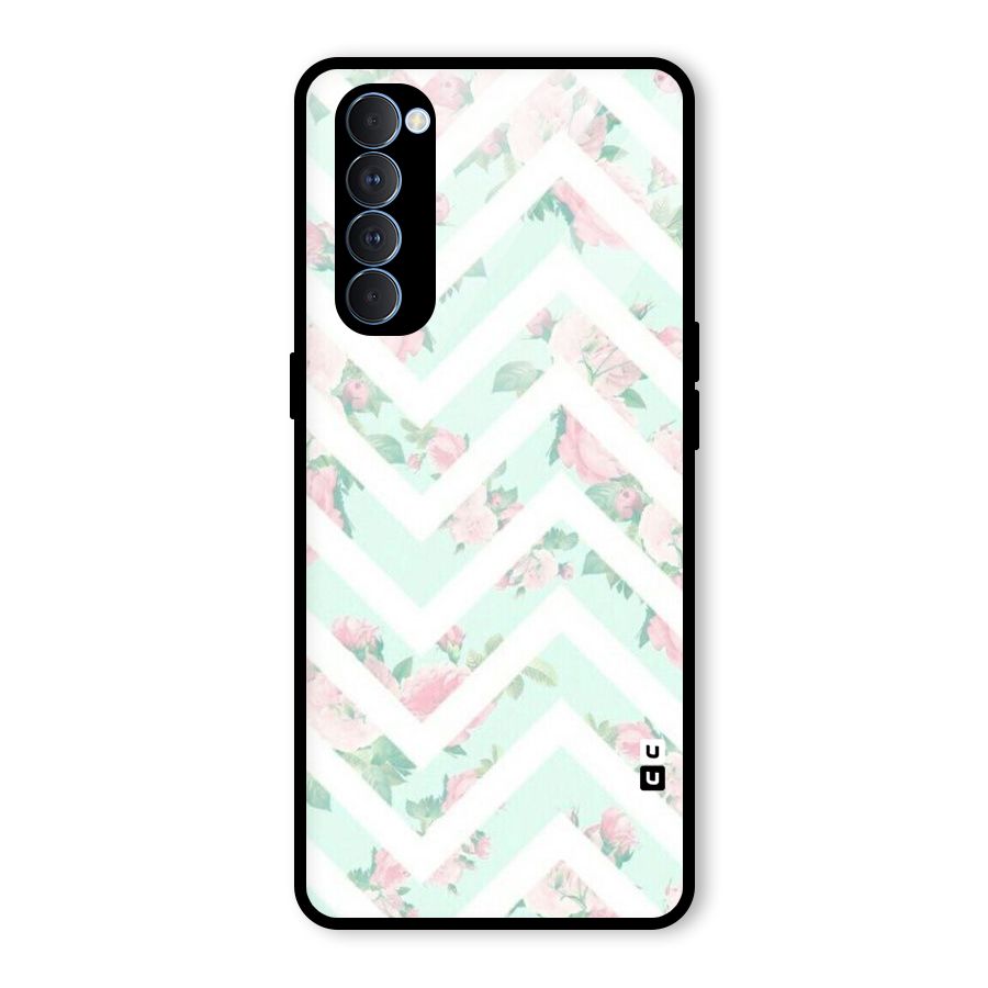 Pastel Floral Zig Zag Glass Back Case for Oppo Reno4 Pro