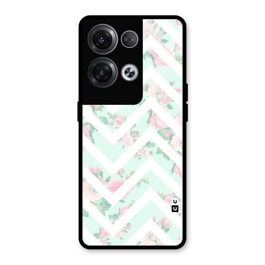 Pastel Floral Zig Zag Glass Back Case for Oppo Reno8 Pro 5G