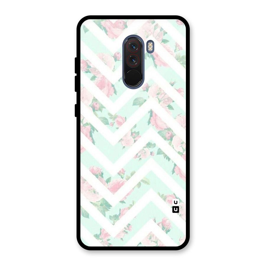 Pastel Floral Zig Zag Glass Back Case for Poco F1