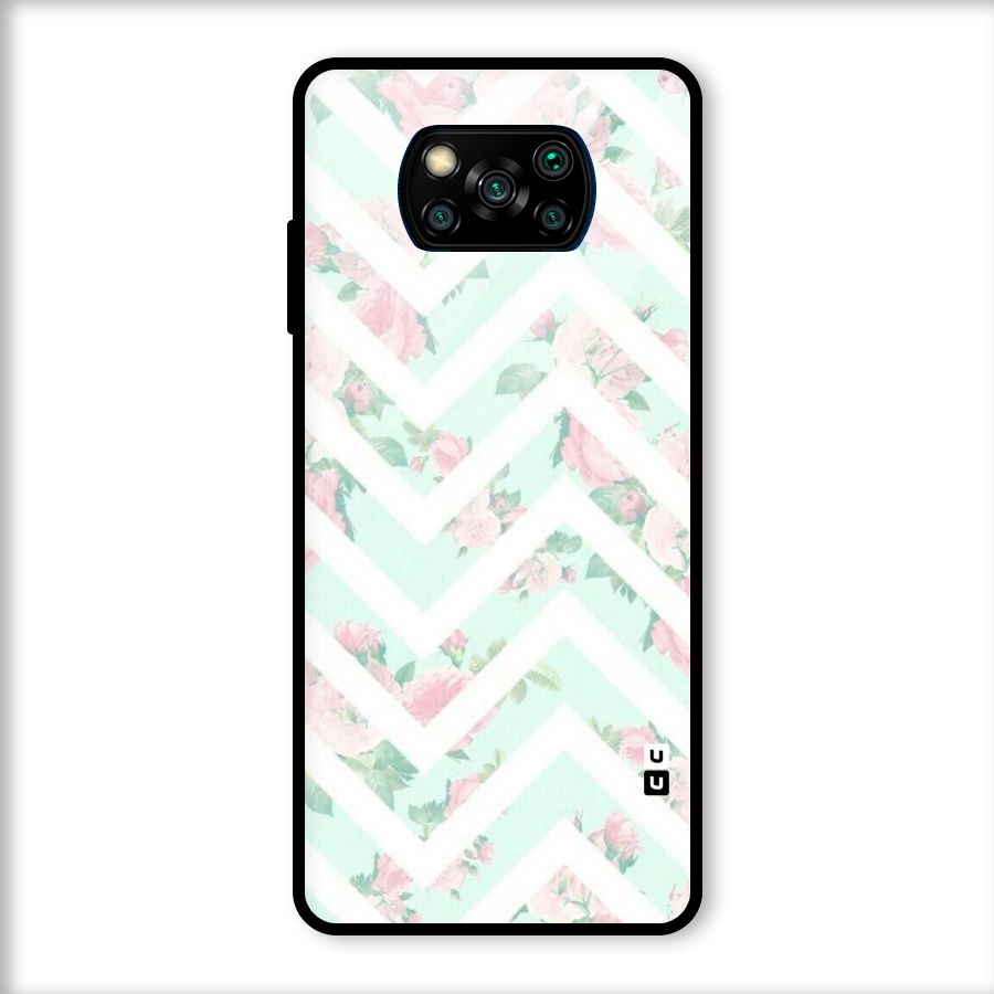 Pastel Floral Zig Zag Glass Back Case for Poco X3