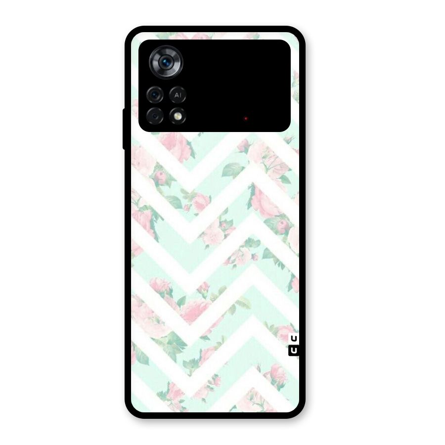 Pastel Floral Zig Zag Glass Back Case for Poco X4 Pro 5G