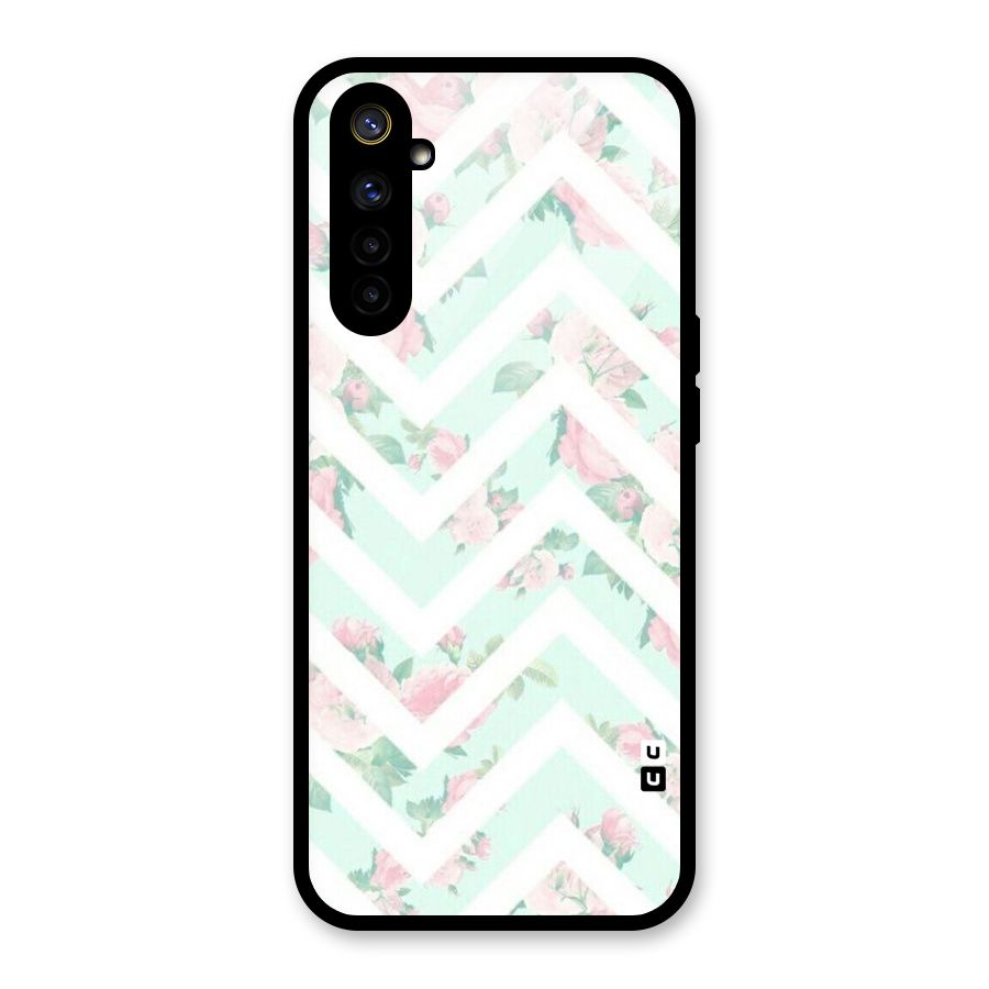 Pastel Floral Zig Zag Glass Back Case for Realme 6