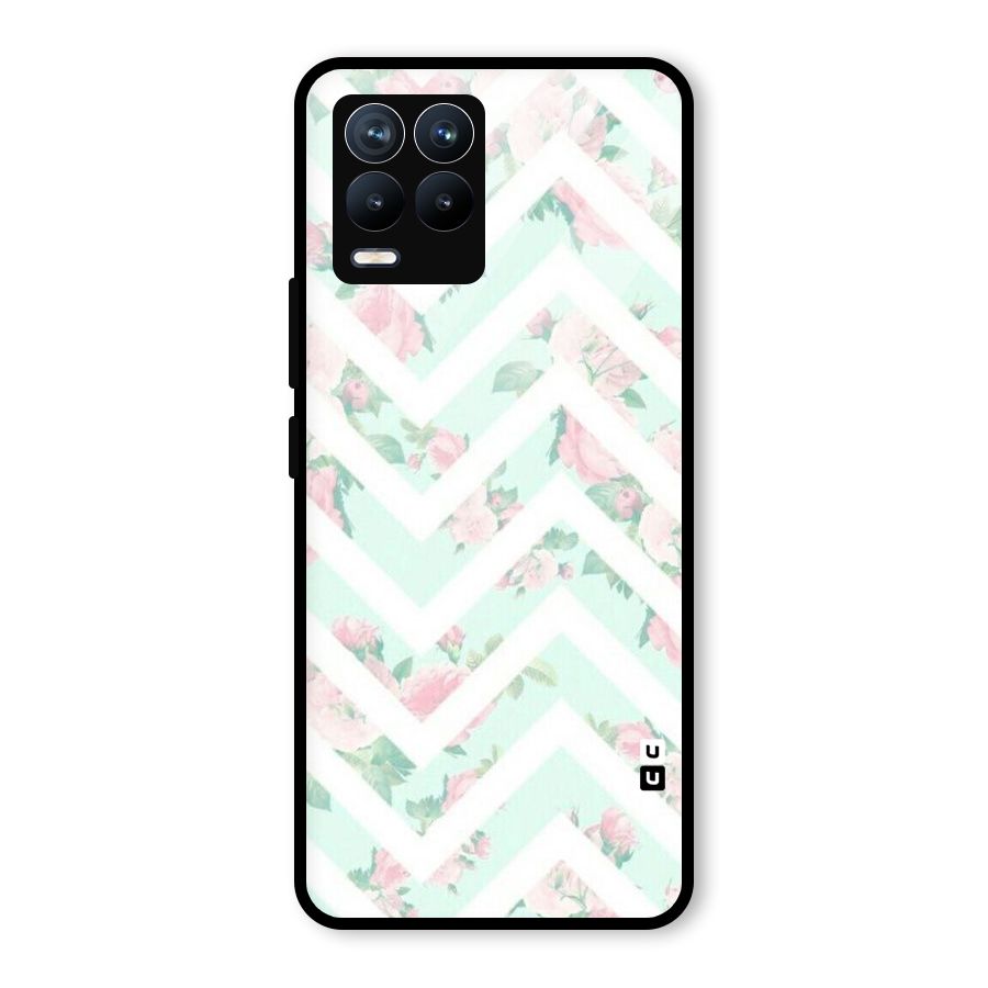 Pastel Floral Zig Zag Glass Back Case for Realme 8 Pro