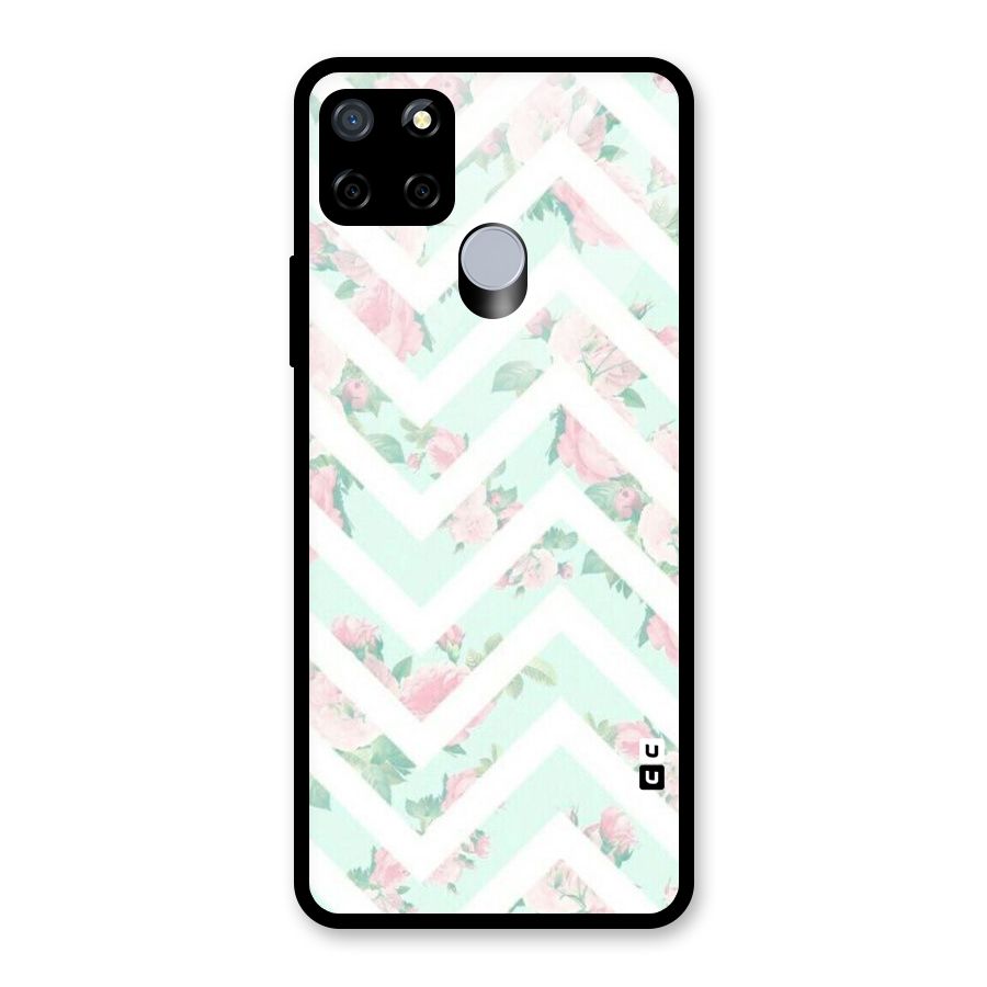 Pastel Floral Zig Zag Glass Back Case for Realme C15