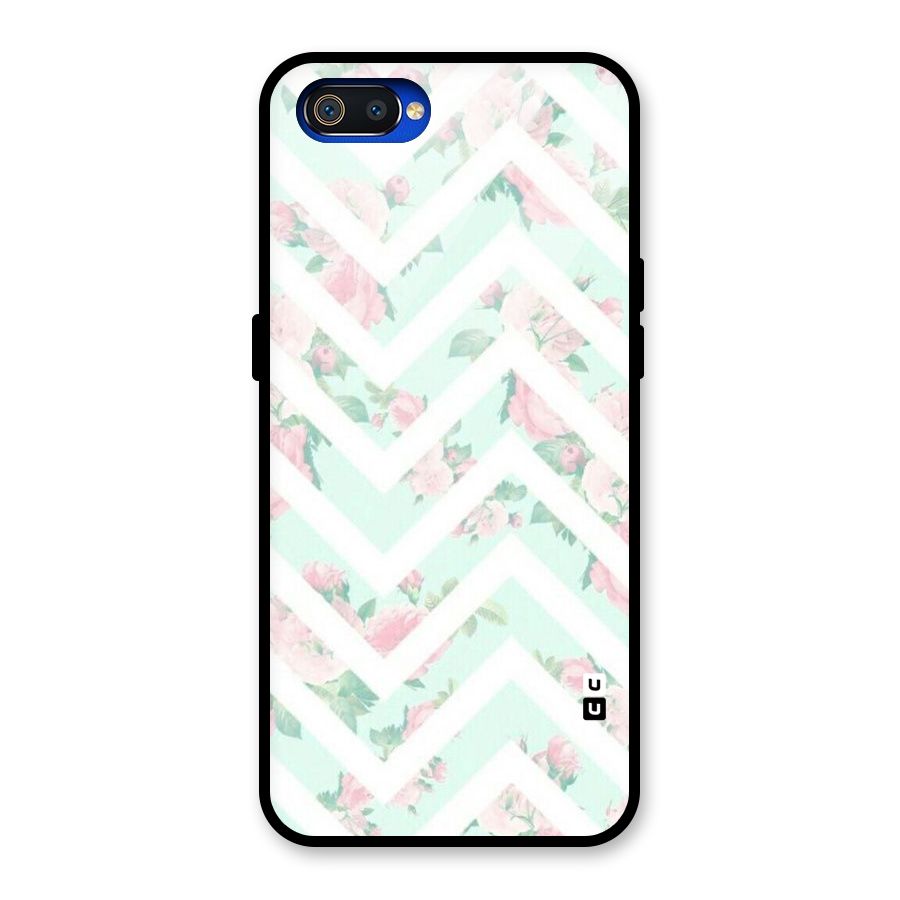 Pastel Floral Zig Zag Glass Back Case for Realme C2