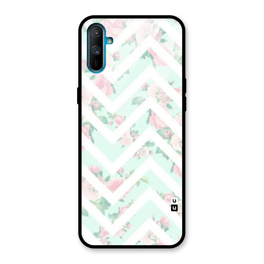 Pastel Floral Zig Zag Glass Back Case for Realme C3