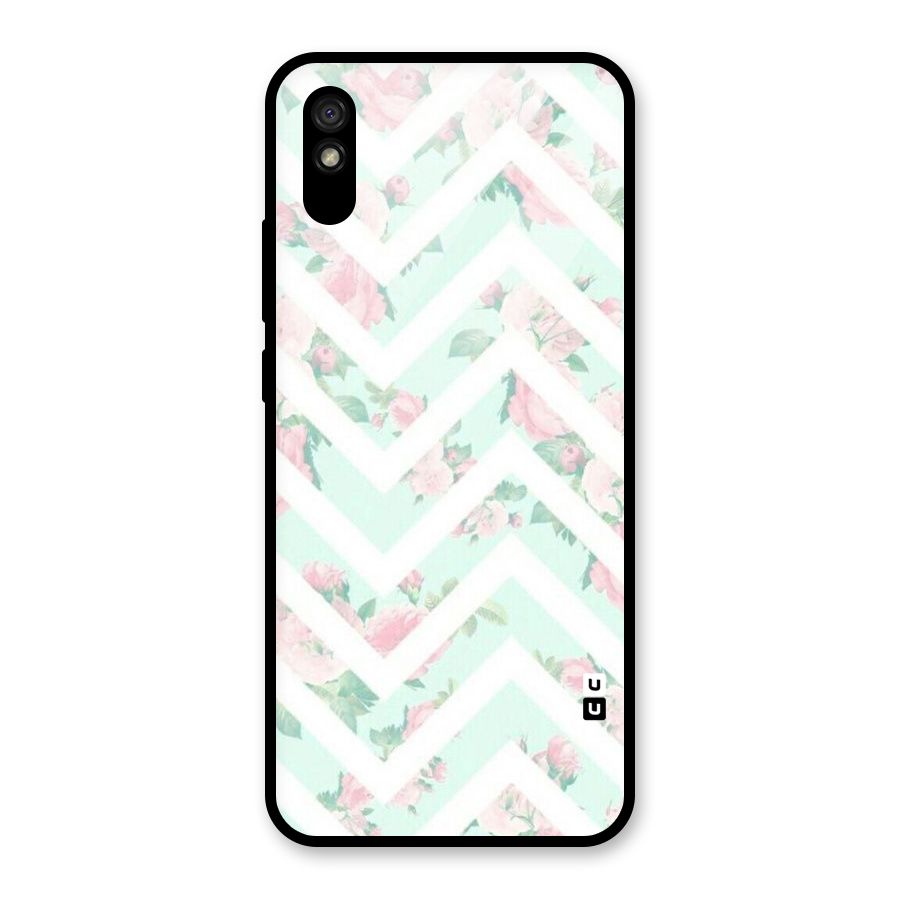 Pastel Floral Zig Zag Glass Back Case for Redmi 9A