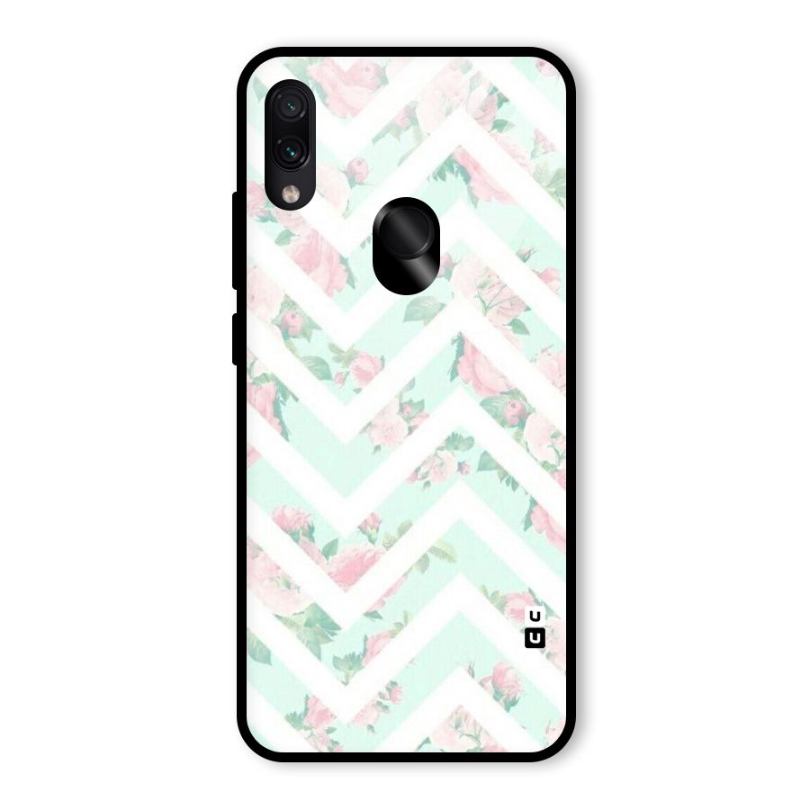 Pastel Floral Zig Zag Glass Back Case for Redmi Note 7
