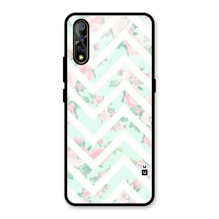 Pastel Floral Zig Zag Glass Back Case for Vivo S1