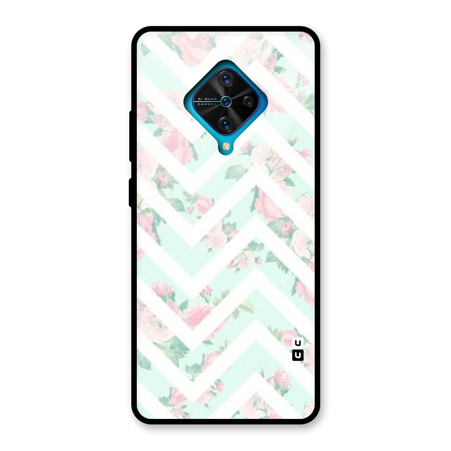 Pastel Floral Zig Zag Glass Back Case for Vivo S1 Pro
