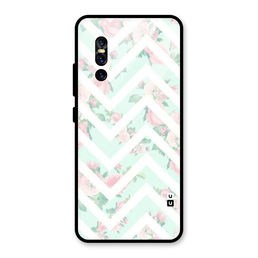 Pastel Floral Zig Zag Glass Back Case for Vivo V15 Pro