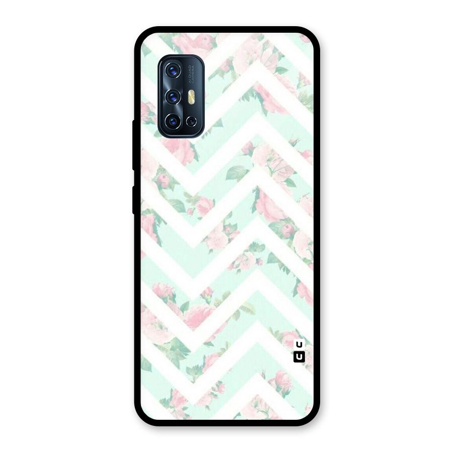 Pastel Floral Zig Zag Glass Back Case for Vivo V17