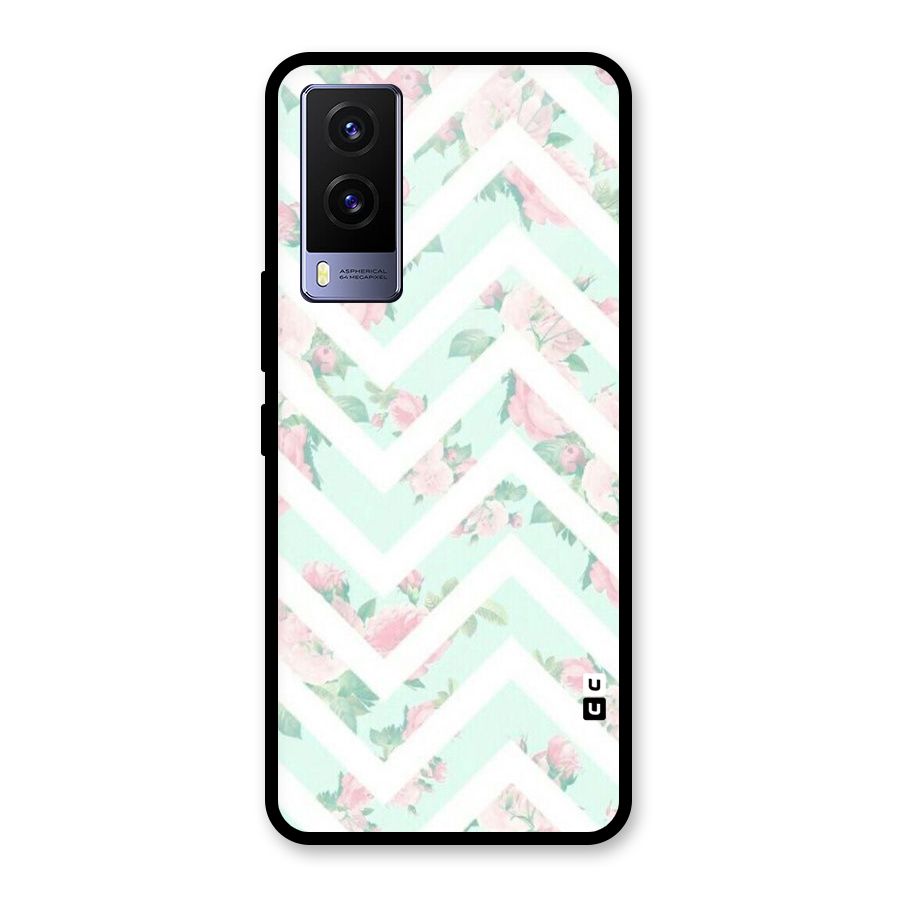 Pastel Floral Zig Zag Glass Back Case for Vivo V21e 5G