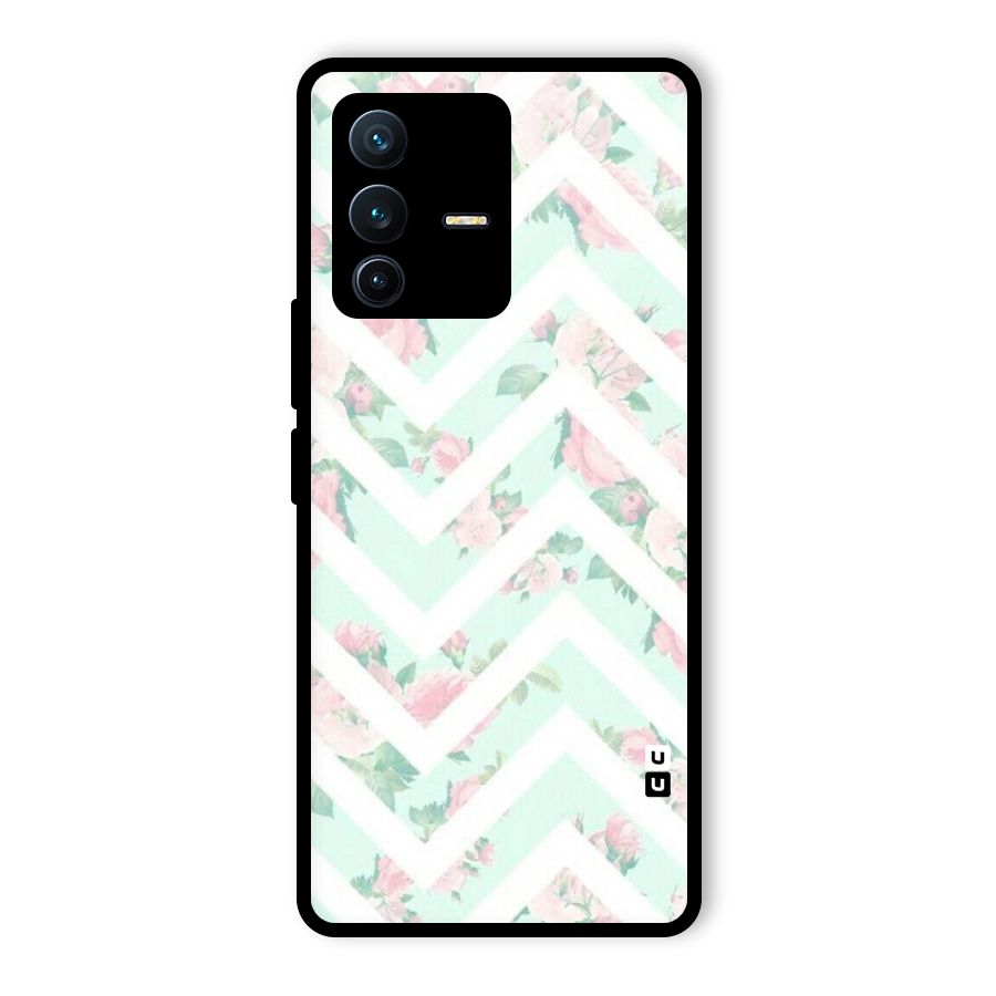 Pastel Floral Zig Zag Glass Back Case for Vivo V23 Pro