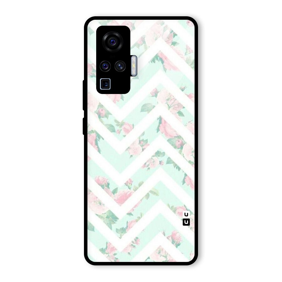 Pastel Floral Zig Zag Glass Back Case for Vivo X50 Pro