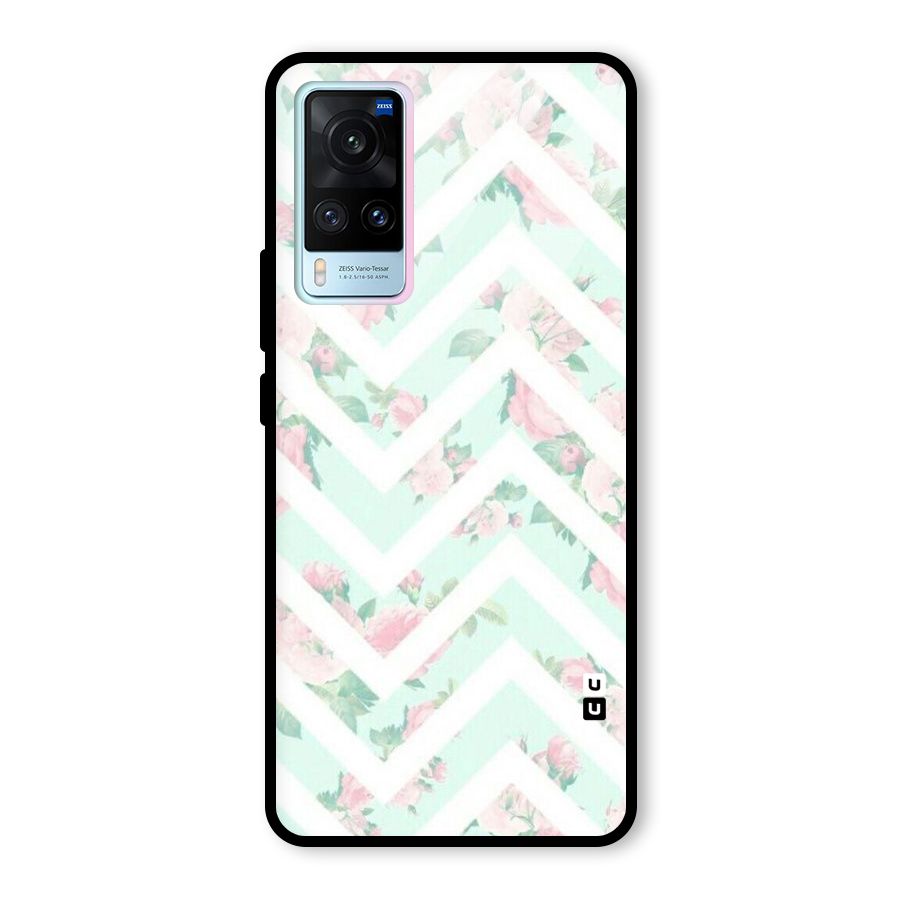 Pastel Floral Zig Zag Glass Back Case for Vivo X60