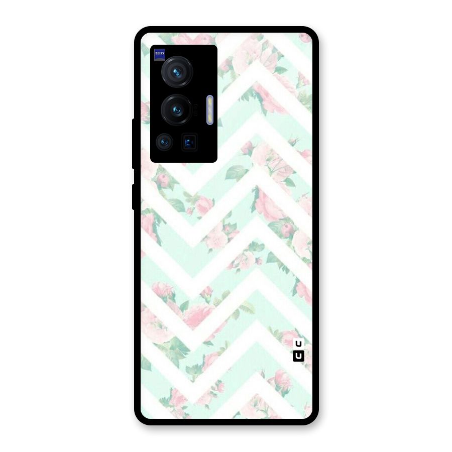 Pastel Floral Zig Zag Glass Back Case for Vivo X70 Pro