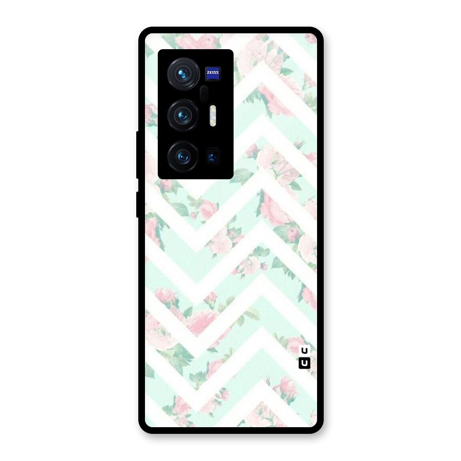 Pastel Floral Zig Zag Glass Back Case for Vivo X70 Pro Plus